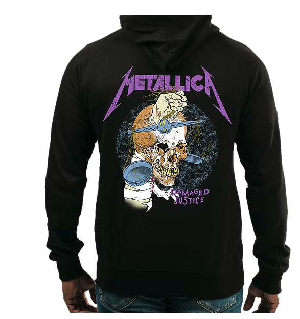(2 sided)metallica hoodie Rock Music Damaged Justice