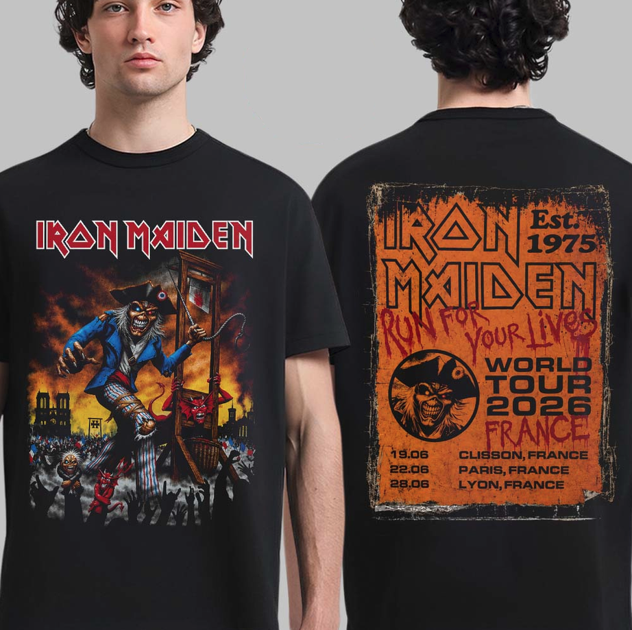Iron Maiden France 2026 Tour Exclusive Event Tee For Clisson Paris And Lyon On 19 22 And 28 June 2026 Eddie Sans-culottes French Revolution T-Shirt