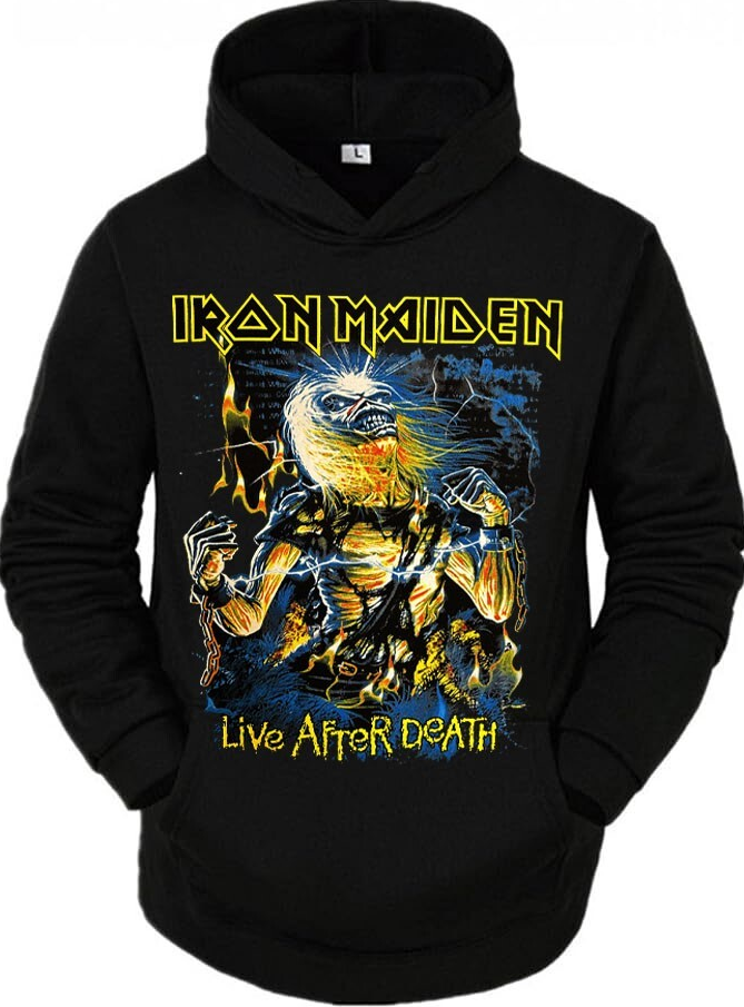 Iron Maiden Hoodie  LIVE AFTER DEATH BAND HOODIES BLACK MEN's SIZES