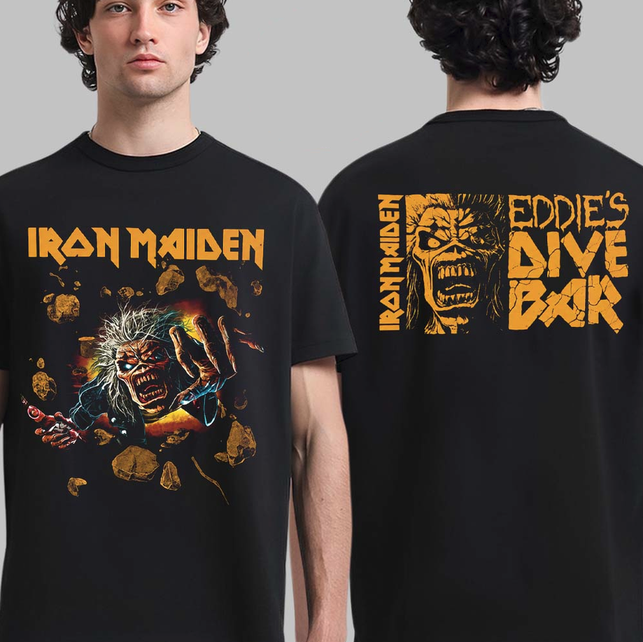 Iron Maiden Eddie’s Dive Bar 2026 Merch Run For Your Lives World Tour Two Sided T-Shirt