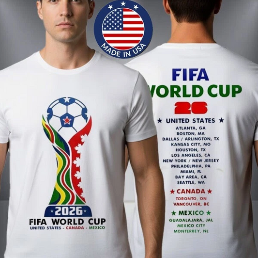 Schedule of US cities to host the FIFA World Cup 2026 - Double-sided unisex t-shirt