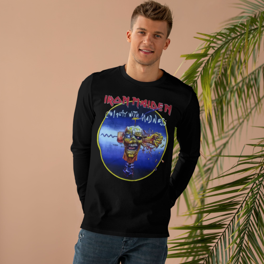 (2 sides)Iron Maiden Can I Play With Madness T-Shirt – Official Band Long Sleeve Double Sided