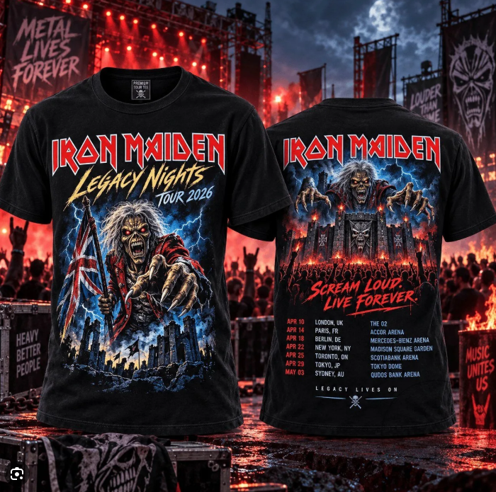 Iron Maiden Legacy Nights Tour 2026 Eddie British Heavy Metal 3D All Over