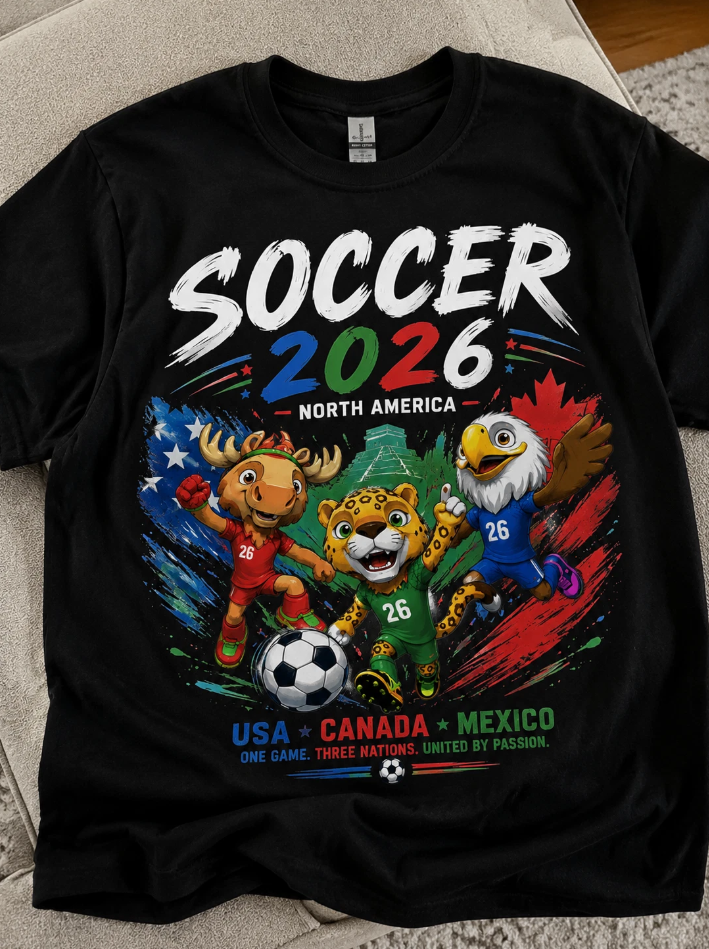 World Cup 2026 Mascot with USA, Canada & Mexico Teams T-Shirt