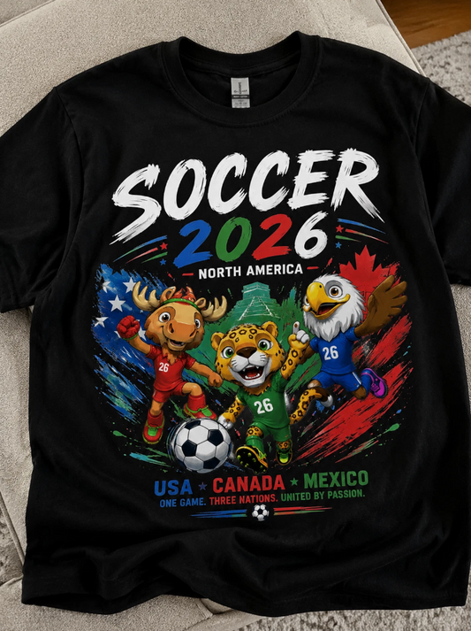 World Cup 2026 Mascot with USA, Canada & Mexico Teams T-Shirt