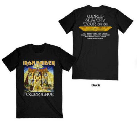 Iron Maiden Powerslave World Slavery Tour T-Shirt – Back Print Unisex Tee