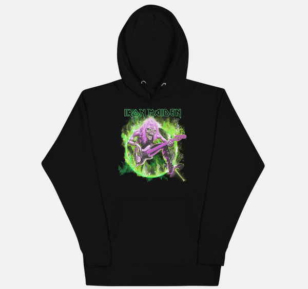 Iron Maiden Hoodie   Stakes Iron Maiden Green Guitar Classic Hoodie Sweatshirt Black New