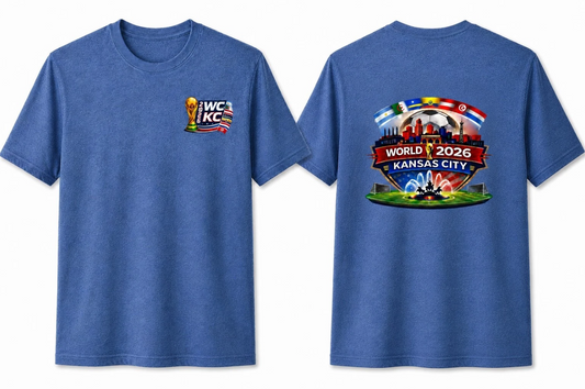 Kansas City 2026 World Cup soccer t-shirt with front/back print