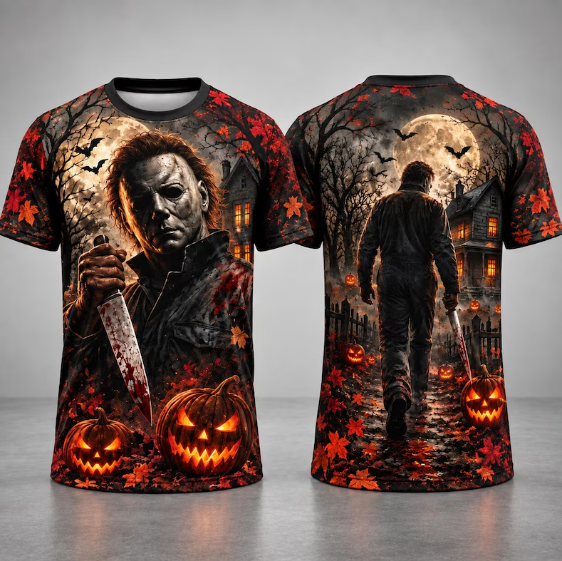Michael Myers Halloween Shirt, Slasher Horror T Shirt, Horror Movie Tee,Halloween Graphic Shirt,3D All Over Print Shirt