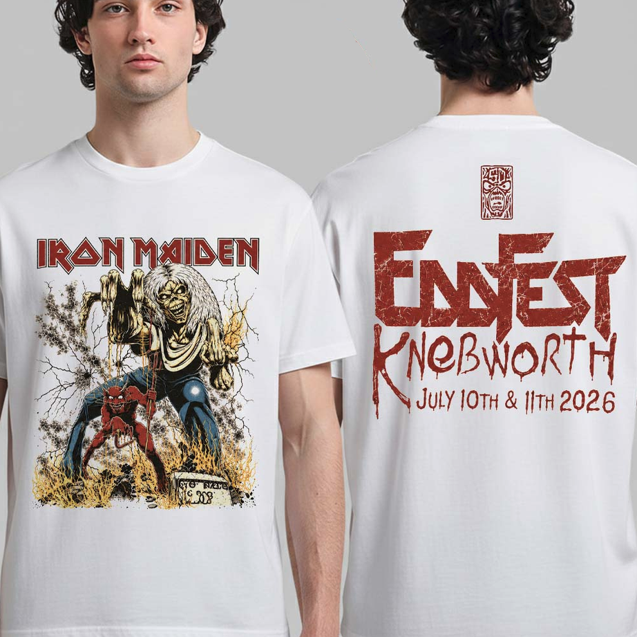 Iron Maiden Eddfest Knebworth 2026 Exclusive Merch On July 10 And 11 2026 Number of the Beast 50th Anniversary T-Shirt