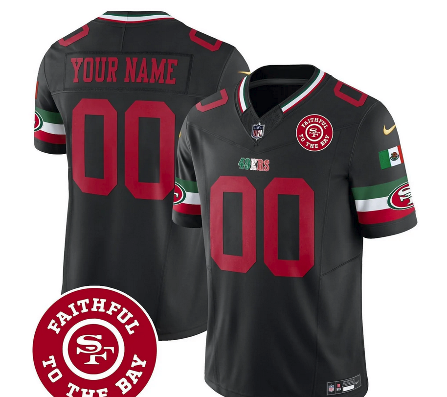 49ers Mexico Faithful To The Bay Patch Vapor Custom Jersey - All Stitched