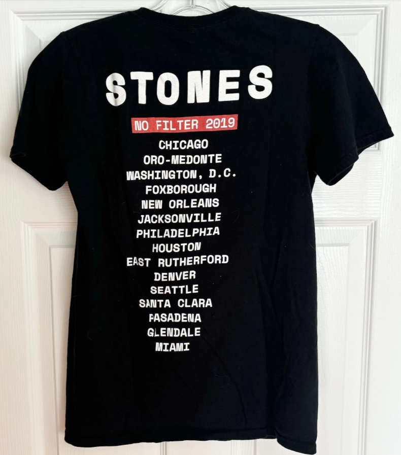 Rolling Stones No Filter Tour T-Shirt 2019 Black Double Sided Size Small