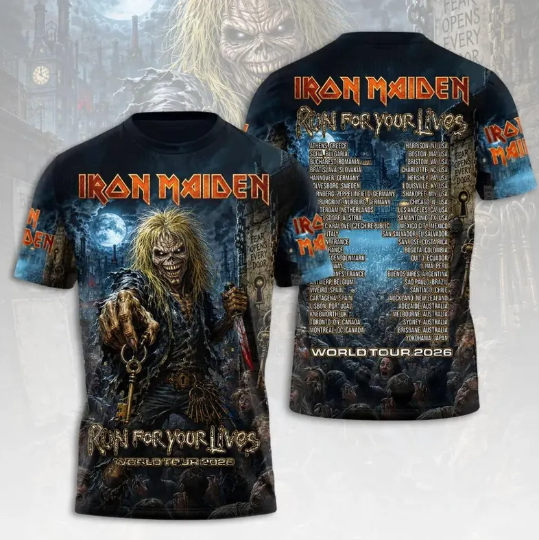 Iron Maiden Tour 2026 Live Performance 3D All Over Print Shirt, Rock Fan Tee