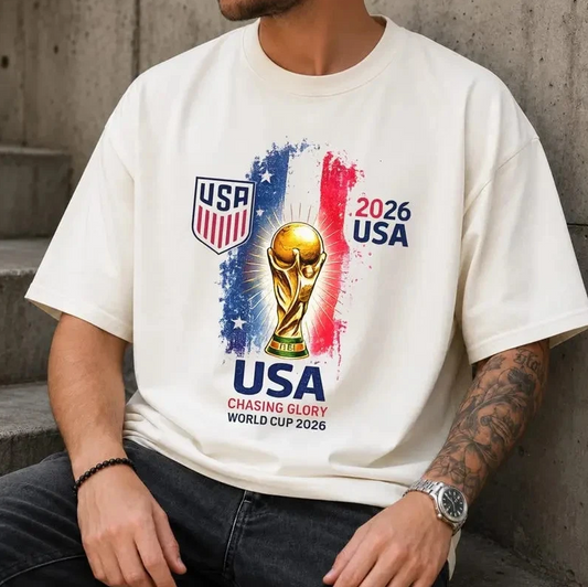 T-shirt for fans of the US national soccer team winning the 2026 World Cup.