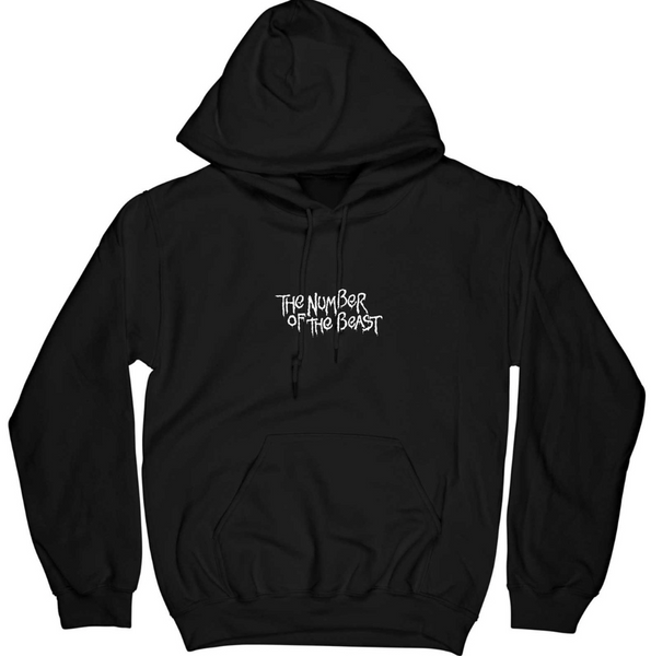 Iron Maiden 'Number of the Beast Grayscale' (Black) Pull Over Hoodie