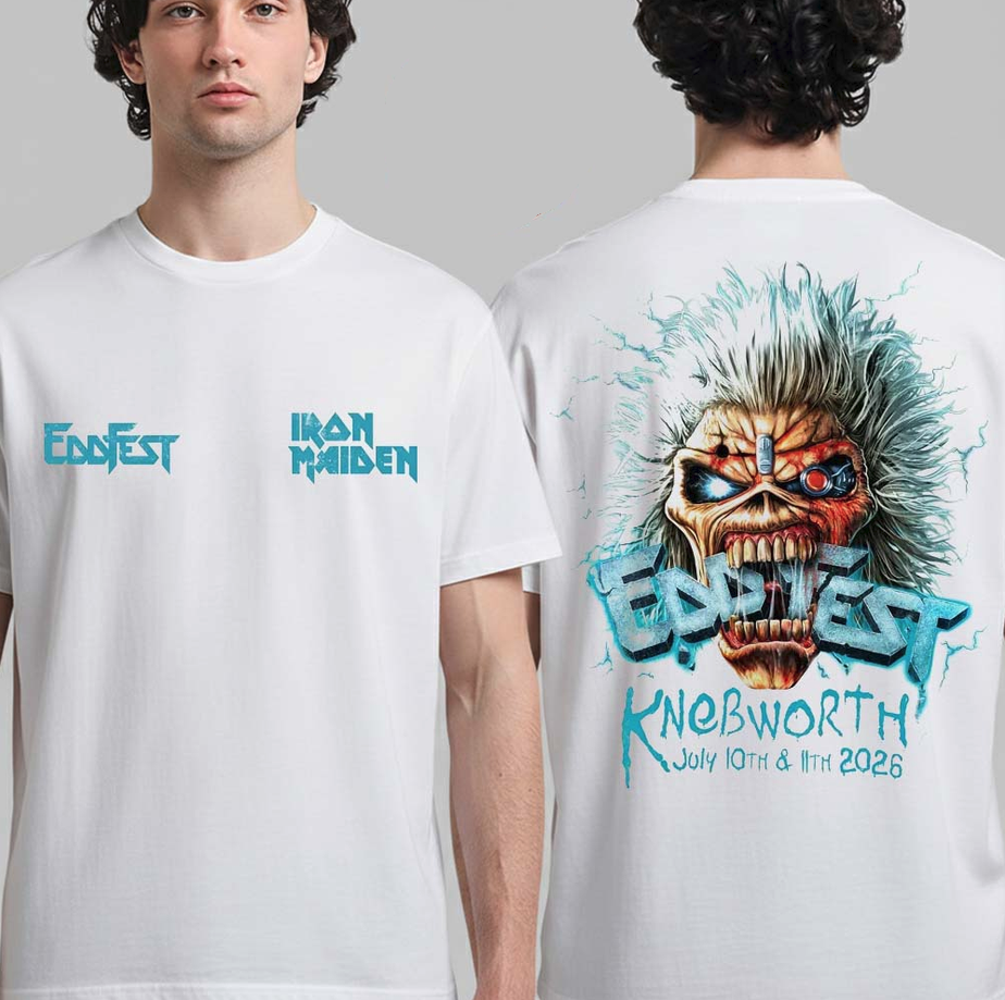 Iron Maiden EddFest 2026 Knebworth Merch On July 10 And 11 2026 Eddie Head White T-Shirt