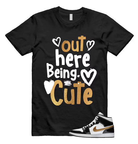 Metallic Gold Patent Black White Air 1 Mid T-Shirt Match – Unisex Sneak