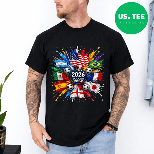 World Soccer 2026 T-shirt, Adult World Cup 2026 T-shirt USA Canada Mexico, T-shirt for soccer fans. (Copy)