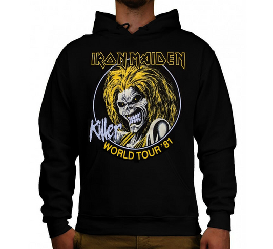 Iron Maiden Hoodie  WORLD TOUR 81 BAND HOODIES BLACK MEN's