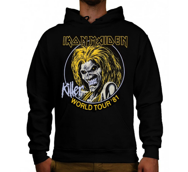 Iron Maiden Hoodie  WORLD TOUR 81 BAND HOODIES BLACK MEN's