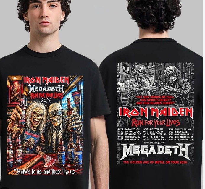 Iron Maiden & Megadeth Run For Your Lives 2026 Double-Sided Tour T-Shirt