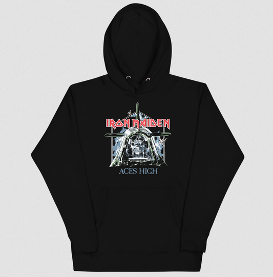 Iron Maiden Hoodie  Stakes Iron Maiden Aces High Classic Hoodie Sweatshirt Black New