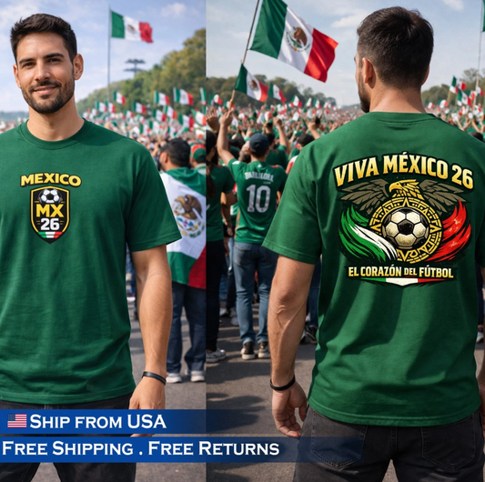 T-shirt with FIFA World Cup 2026 Mexico commemorative print for football fans - MX 26 - Unisex T-shirt.