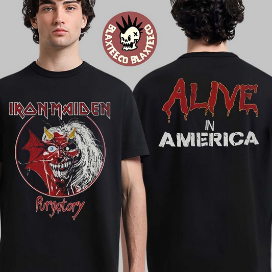 Vintage Style Metal T-Shirt Reprint Purgatory Alive in America Tour S-5XL