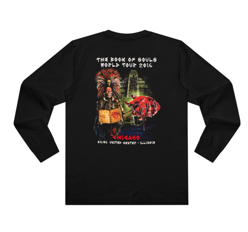(2 sides)Iron Maiden 2016 Chicago Concert Night Tour Unisex Long Sleeve Double Sided