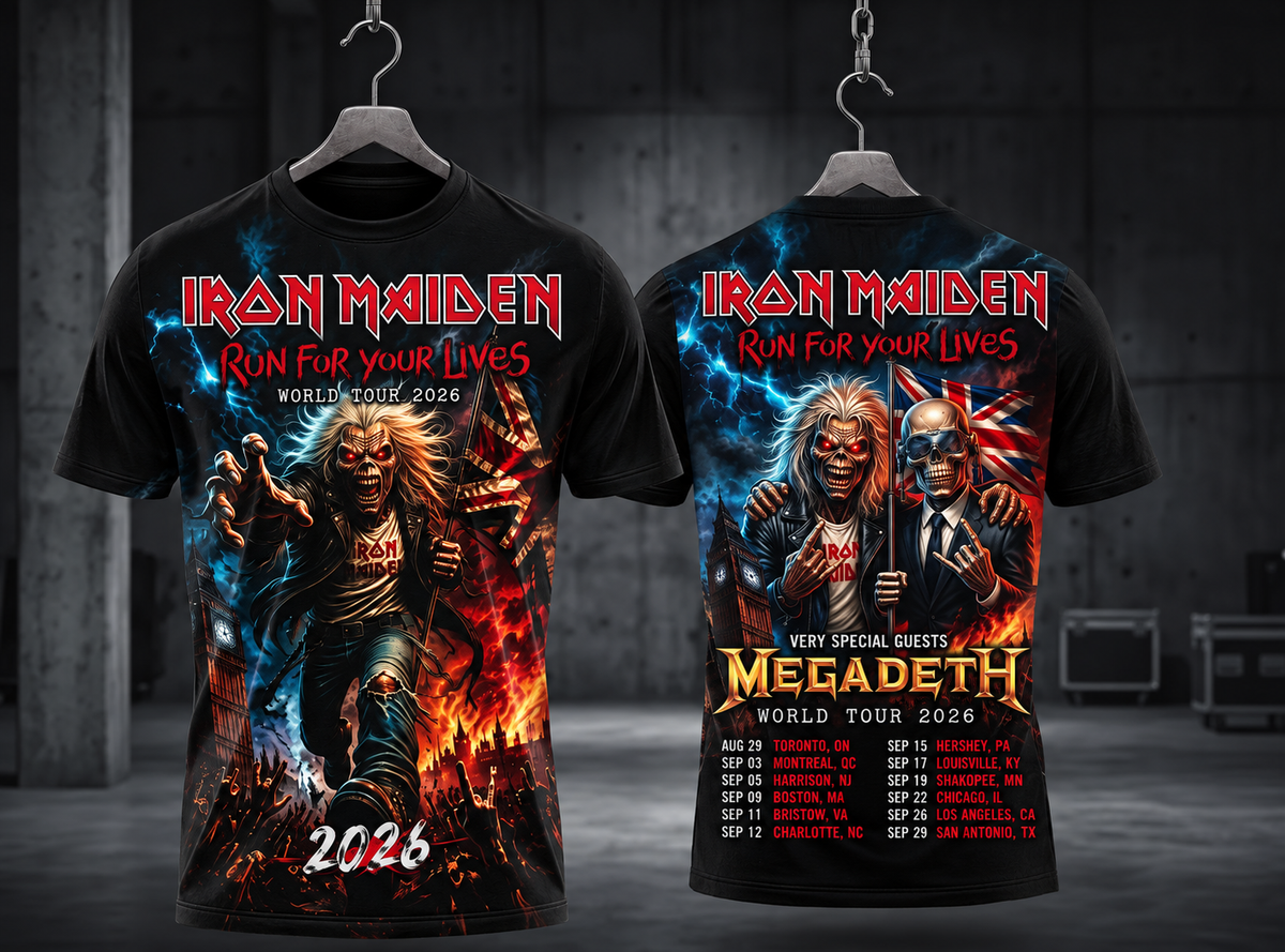 Iron Maiden Megadeth Run For Your Lives Tour 2026 Graphic AOP T-Shirt