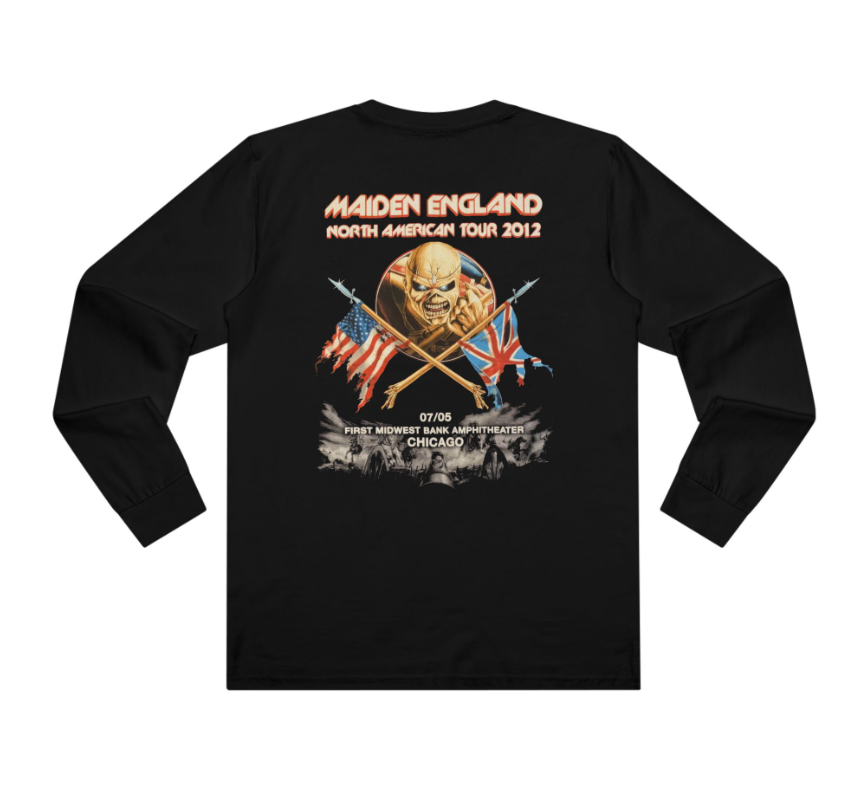 Iron (2 sides)Maiden Maiden England 2012 Tour Shirt – Chicago Concert Long Sleeve Double Sided