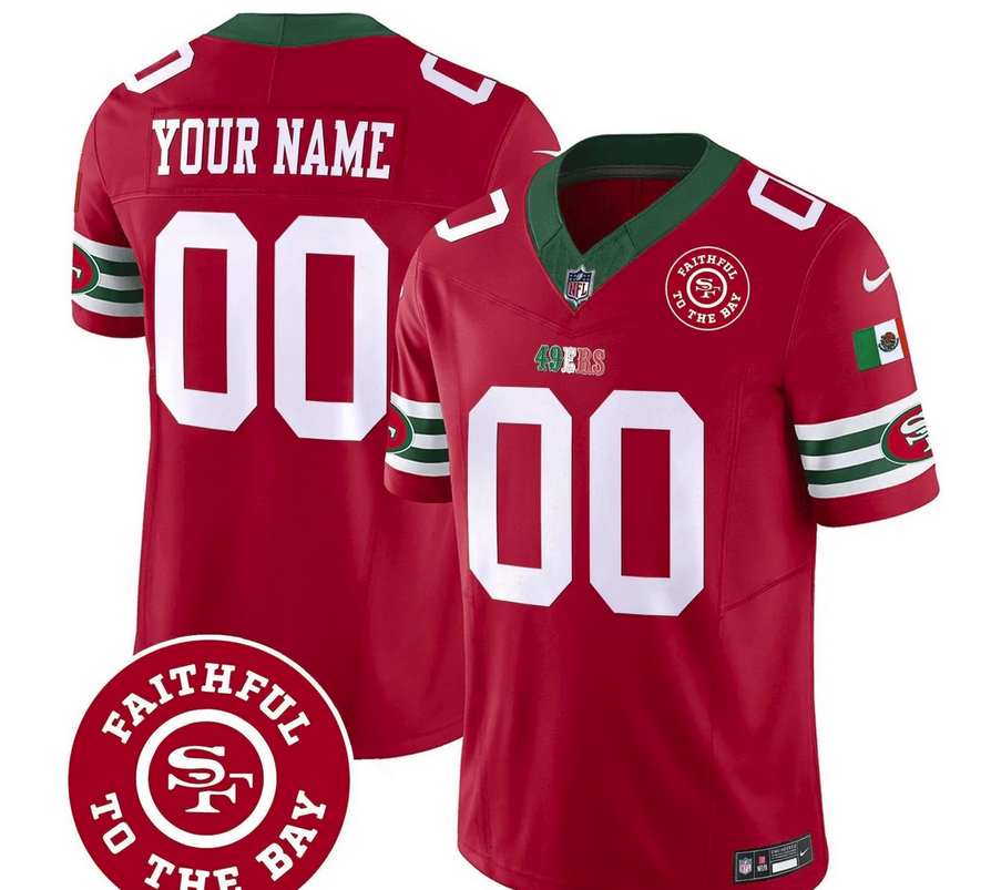 49ers Mexico Faithful To The Bay Patch Vapor Custom Jersey - All Stitched