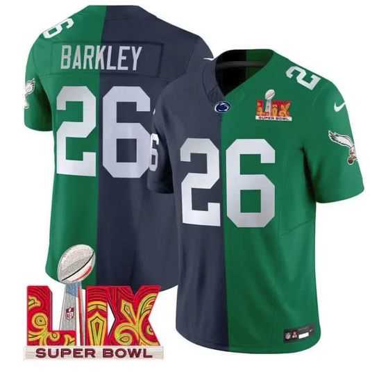 Split Philadelphia Eagles Super Bowl LIX & College Football Vapor Limited Jersey - All Stitched
