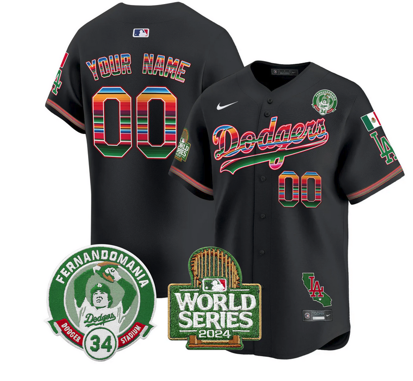 Dodgers Mexico Fernando Valenzuela & 2024 World Series Patch Vapor Premier Limited Custom Jersey - All Stitched