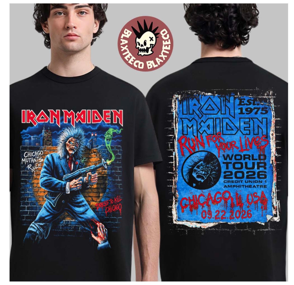 Iron Maiden Run For Your Lives Chicago 2026 Double-Sided T-Shirt