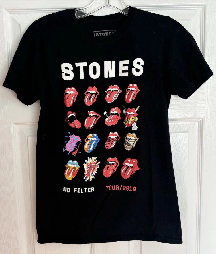 Rolling Stones No Filter Tour T-Shirt 2019 Black Double Sided Size Small