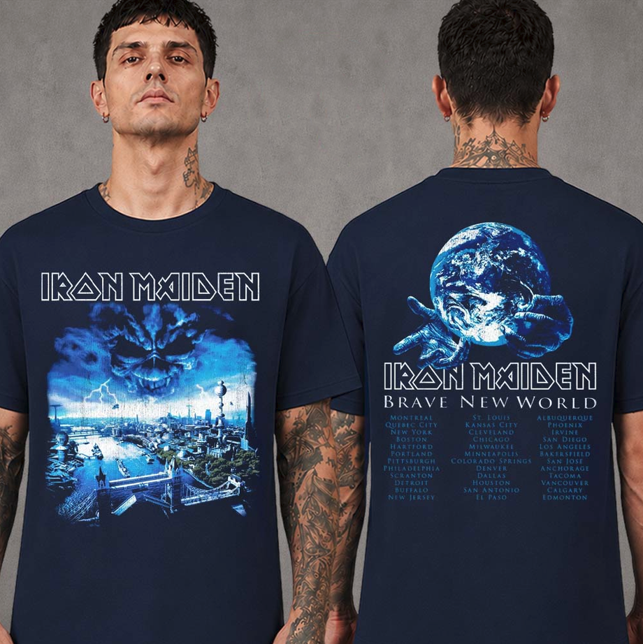 Iron Maiden IM50 Anniversary Collection Brave New World Tour 2000 Navy T-Shirt