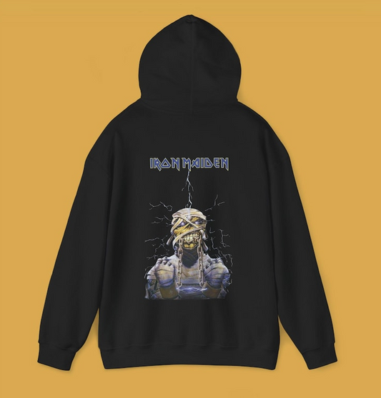 Iron Maiden Hoodie Powerslave Hoodie: Vintage Rock Concert Pullover