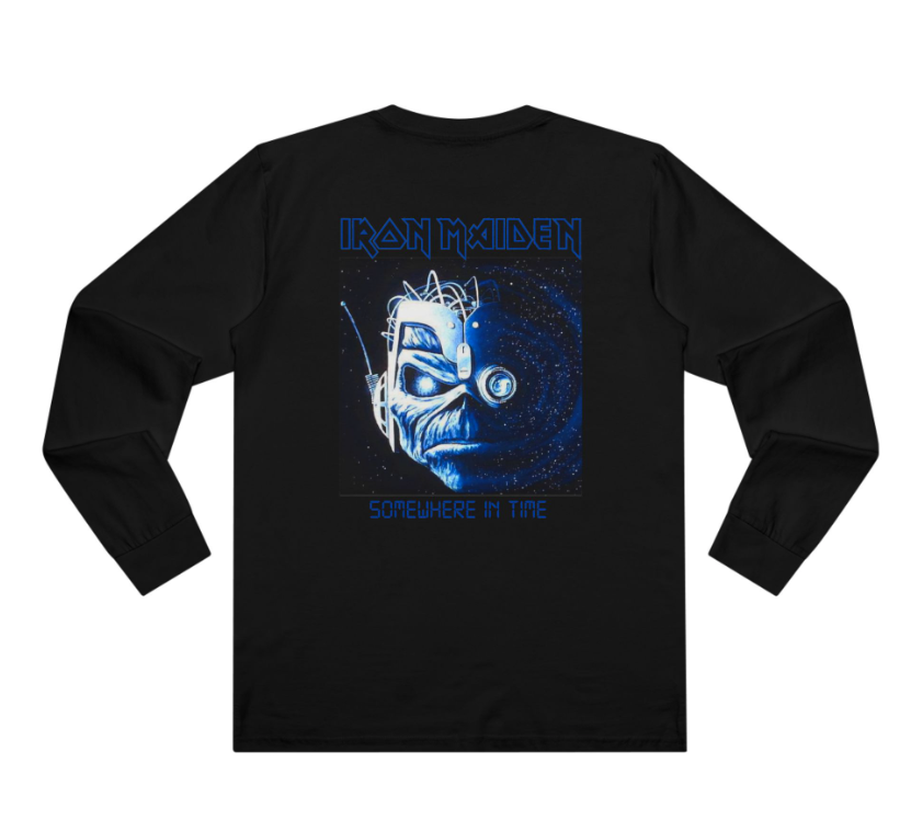 (2 sides)Unisex Iron Maiden T-Shirt – SOMEWHERE IN TIME Long Sleeve Double Sided