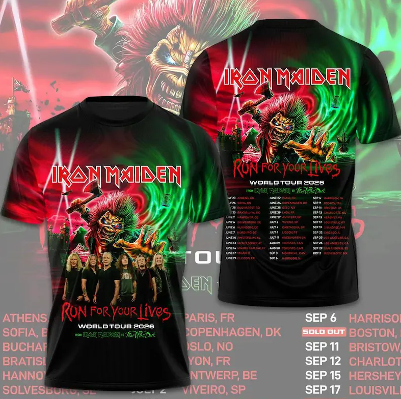 Iron Maiden 50th Anniversary Tour 3D All Over Print Shirt, Rock Concert Tee