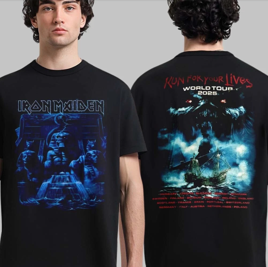 Iron Maiden 2025 World Tour Shirt – Run For Your Lives 2-Sided Merch Tee
