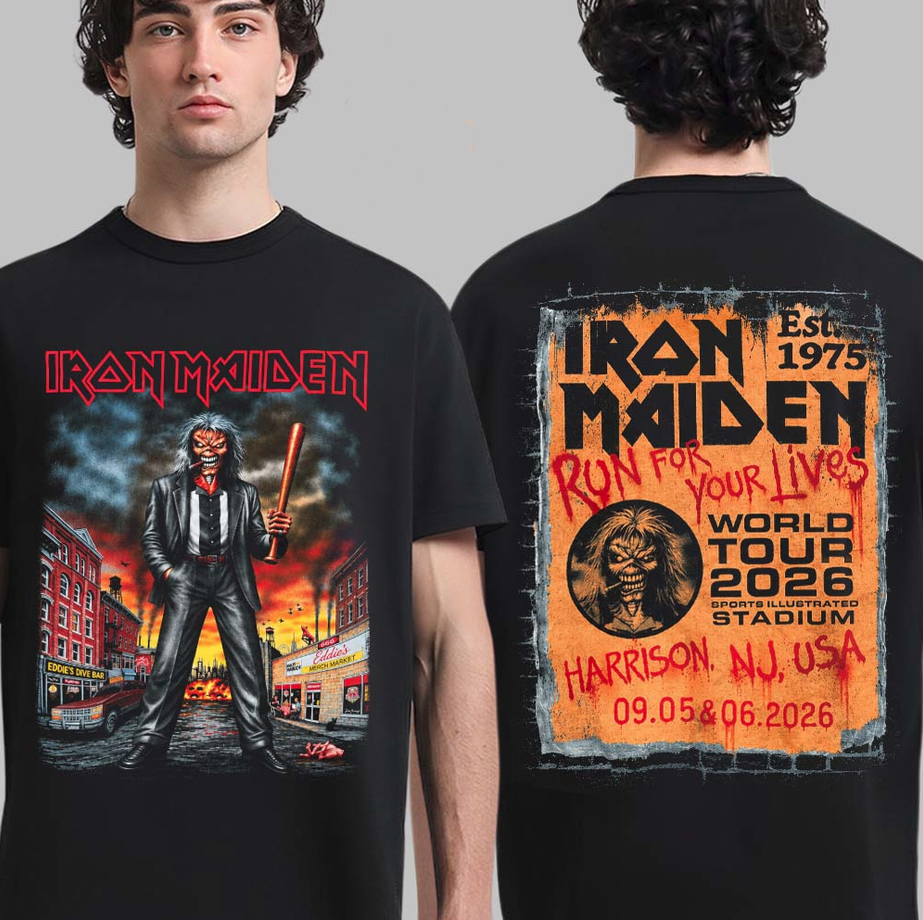 Iron Maiden Harrison New Jersey 2026 Tour Exclusive Event Tee At Sports Illustrated Stadium On September 5 6 2026 Eddie The Gangster T-Shirt