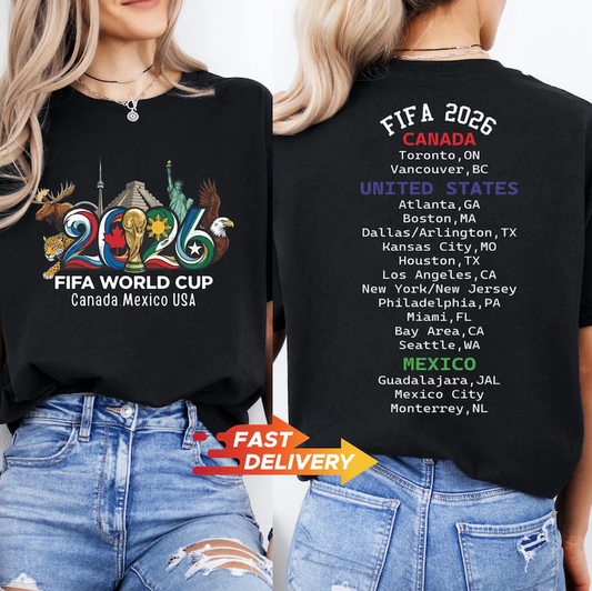 FIFA World Cup 2026 jerseys, Canada Mexico USA 2026 t-shirts, gifts for football fans.
