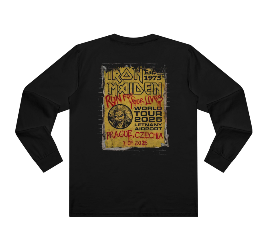 Iron Maiden Prague May 31 Event T-Shirt – Run For Your Lives Exclusive Long Sleeve Double Sided