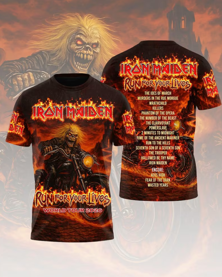 Iron Maiden Tour 2026 Legacy 3D All Over Print Shirt, Heavy Metal Graphic Tee