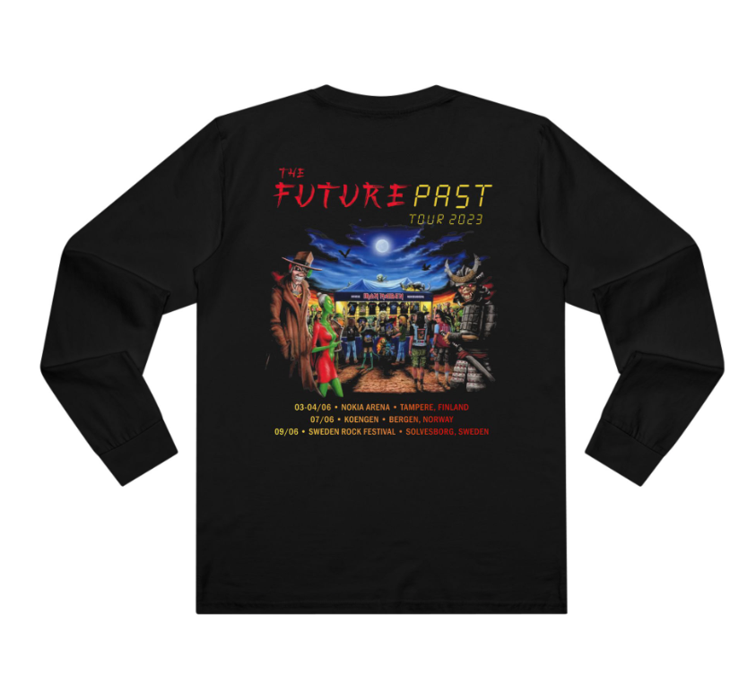 (2 sides)Iron Maiden 2023 Nordic Dates Tee – The Future Past World Tour Long Sleeve Double Sided