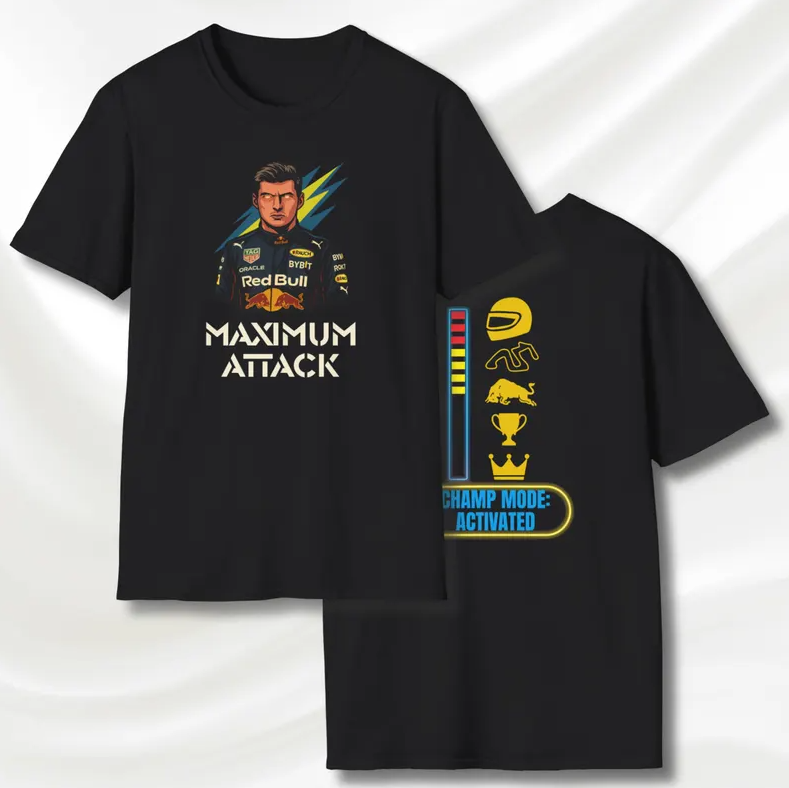 Max Verstappen Champion Mode Graphic T-Shirt for Red Bull Racing Fans