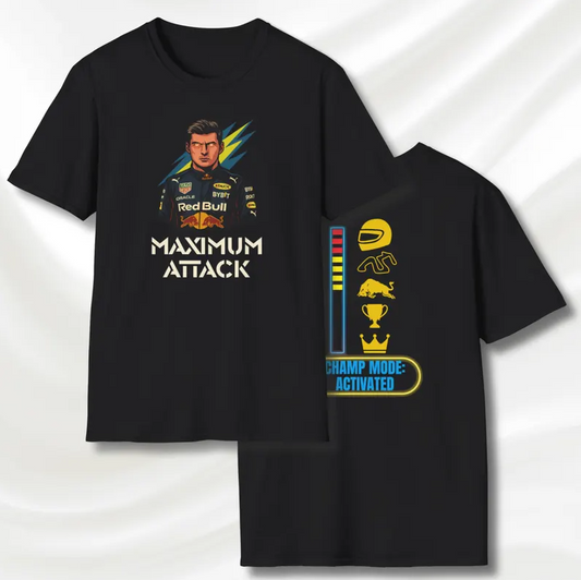 Max Verstappen Champion Mode Graphic T-Shirt for Red Bull Racing Fans