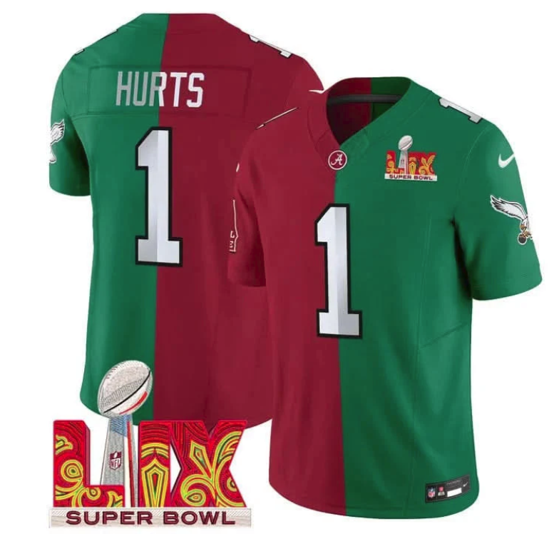 Split Philadelphia Eagles Super Bowl LIX & College Football Vapor Limited Jersey - All Stitched