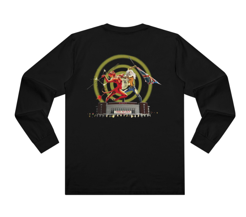 (2 sides)Iron Maiden Beast Over Hammersmith T-Shirt – Eddie Live 1982 Tribute Long Sleeve Double Sided